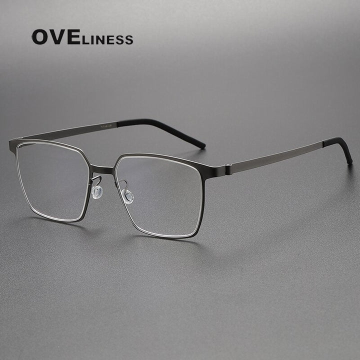 Oveliness Unisex Full Rim Square Titanium Eyeglasses 9637 Full Rim Oveliness gun  
