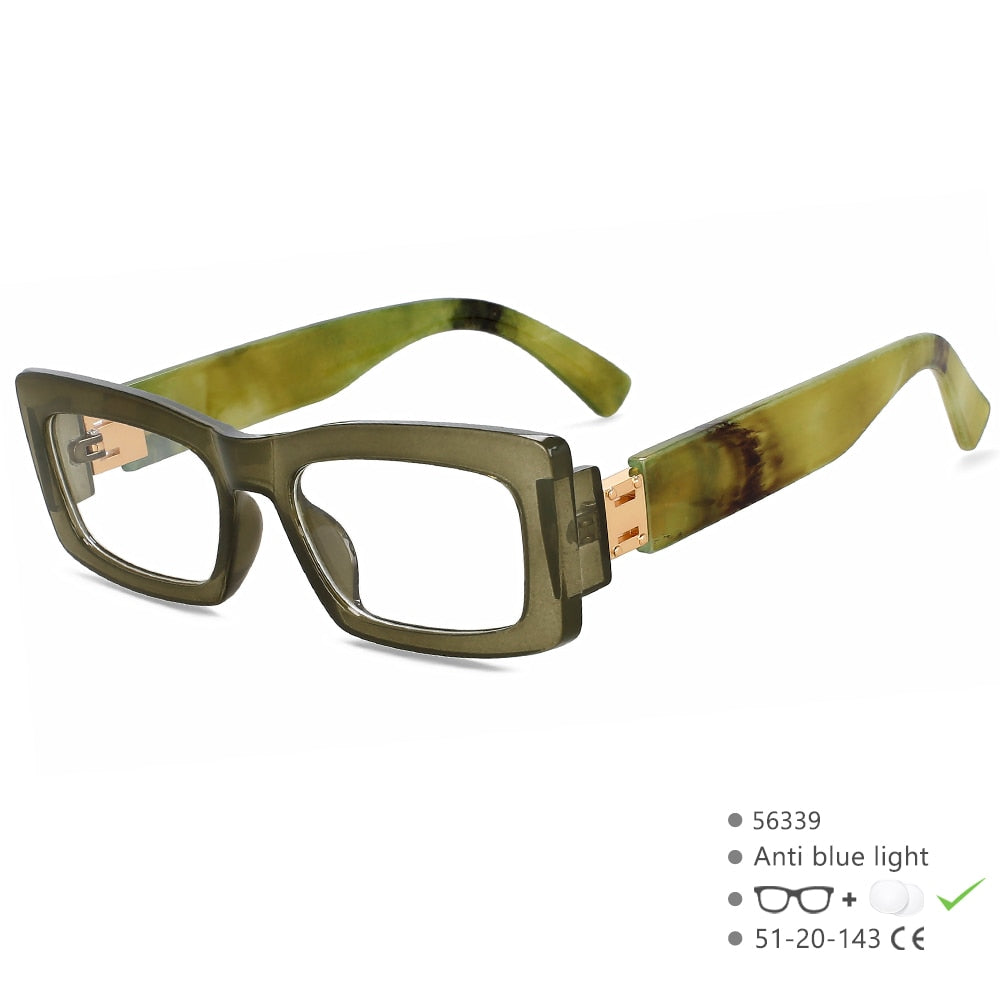 CCspace Women's Full Rim Rectangle Tr 90 Eyeglasses 56339 Full Rim CCspace C2Green  