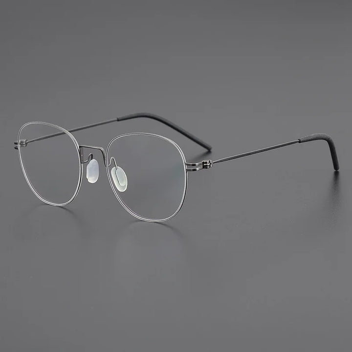 Black Mask Unisex Full Rim Screwless Titanium Square Round Eyeglasses 9892 Full Rim Black Mask Gun Gray  