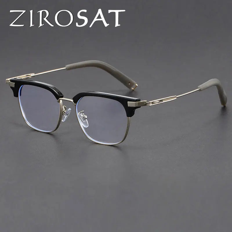 Zirosat Men's Full Rim Acetate Alloy Prescription Eyeglasses 1046