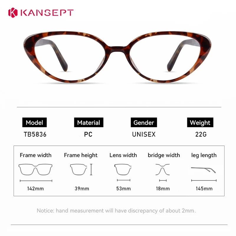 Kansept Women's Full Rim Oval Cat Eye Tr 90 Reading Glasses 455836
