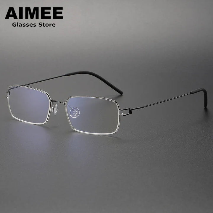 Aimee Unisex Full Rim Square Screwless Titanium Eyeglasses 20911 Full Rim Aimee Black-Silver  