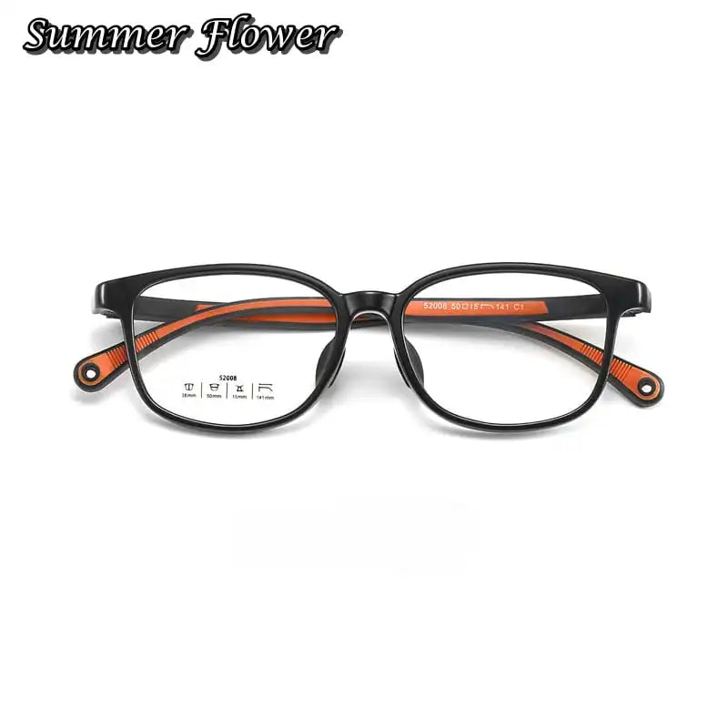 Summer Flower Unisex Youth's Full Rim Square Tr 90 Titanium Eyeglasses 52008