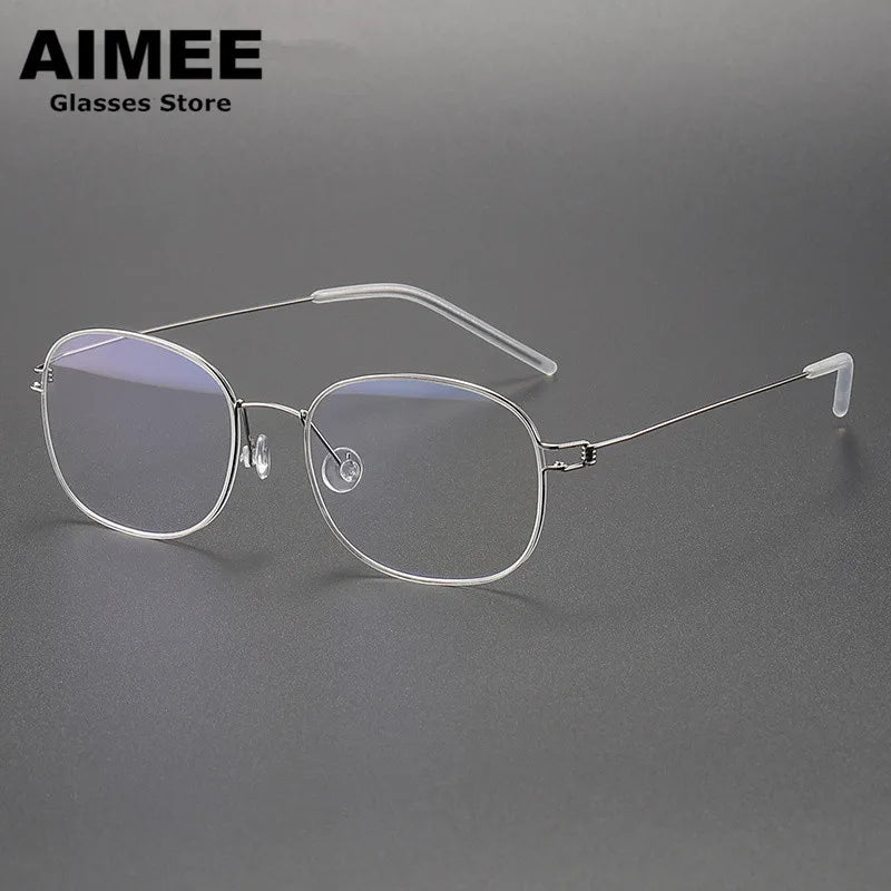 Aimee Women's Full Rim Oval Square Screwless Titanium Eyeglasses 19133
