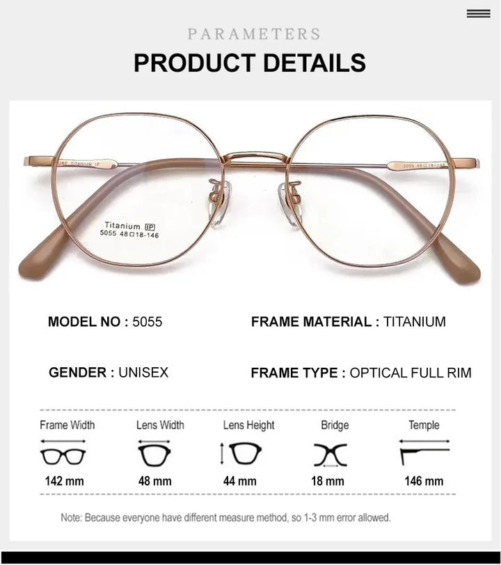 Chashma Unisex Full Rim Flat Top Oval Titanium Eyeglasses 50557