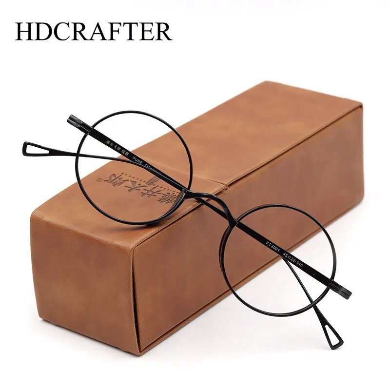 Hdcrafter Unisex Full Rim Round Titanium Eyeglasses Ft3001 Full Rim Hdcrafter Eyeglasses   