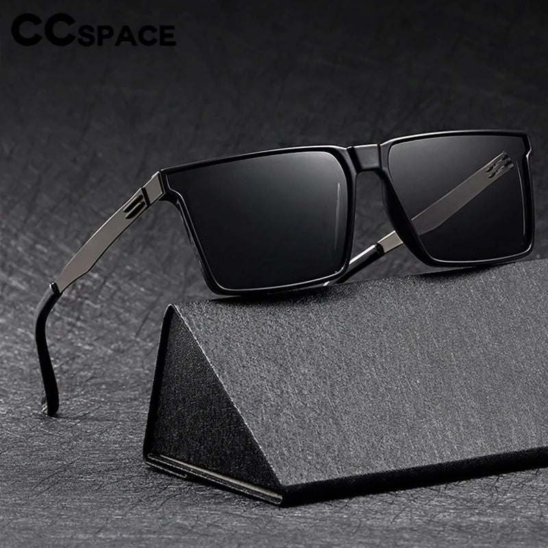 CCspace Men's Full Rim Square Tr 90 Alloy Sunglasses 307543