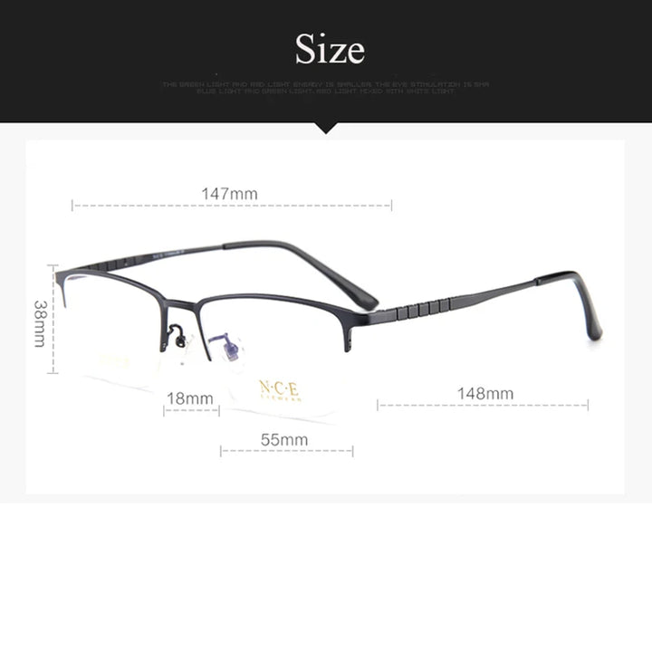 Bclear Men's Semi Rim Square Titanium Eyeglasses 50039