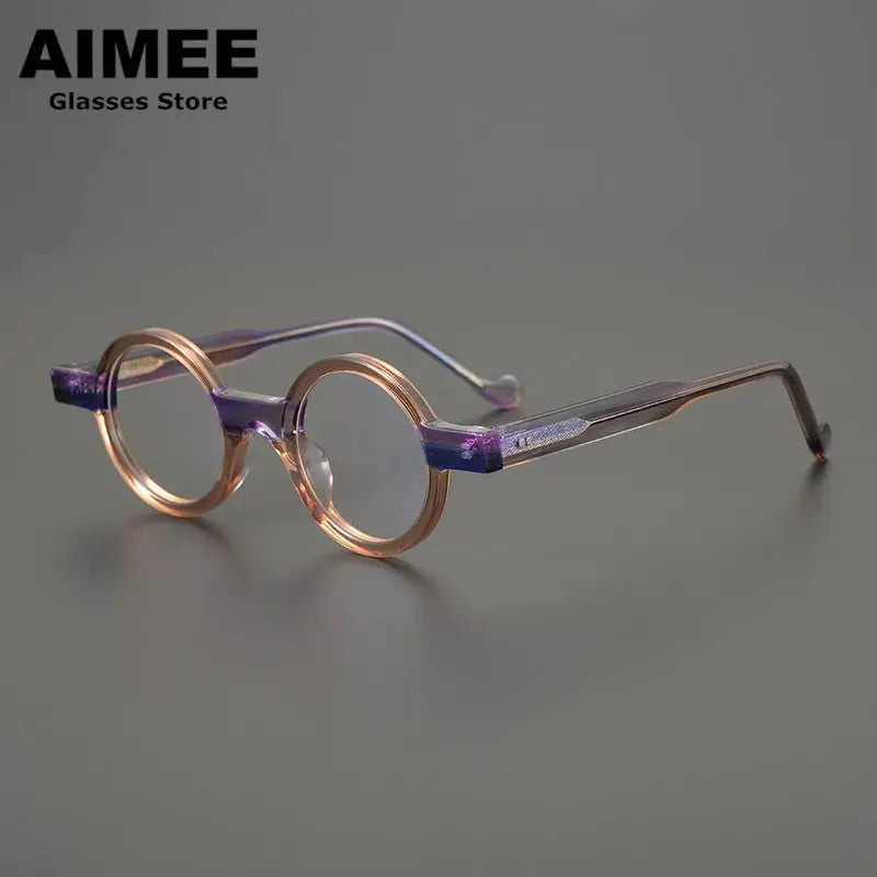 Aimee Unisex Full Rim Round Acetate Thick Temple Eyeglasses 402243 FuzWeb