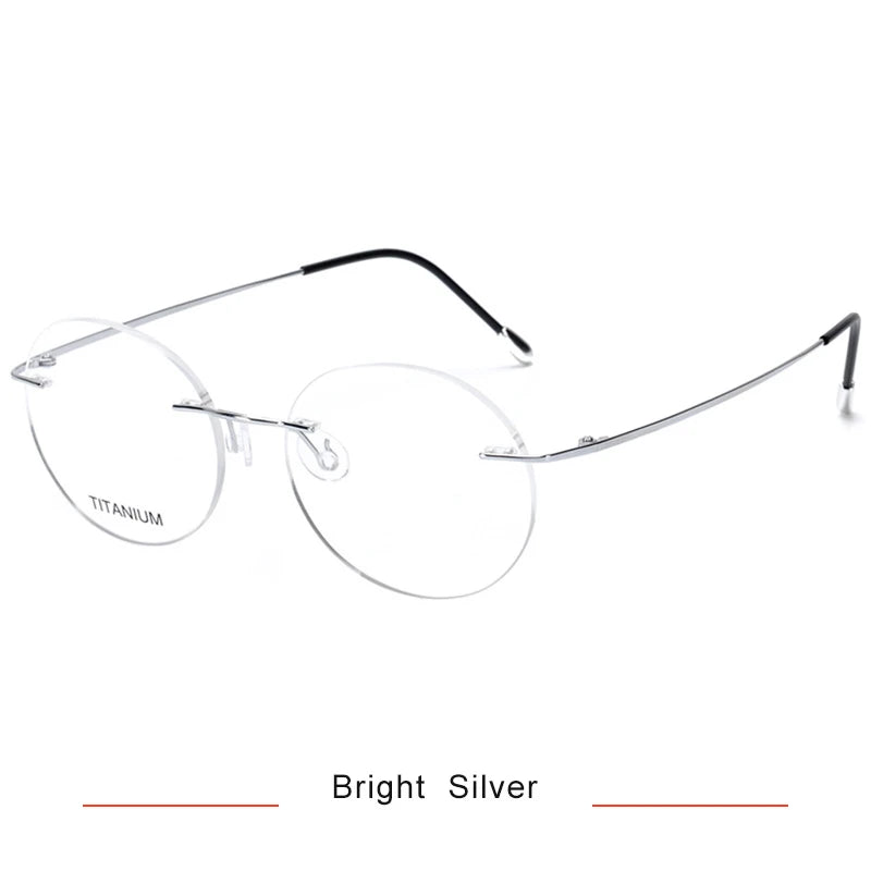 Brightzone Women's Rimless Round Titanium Eyeglasses 71612 Rimless Brightzone Bright Silver