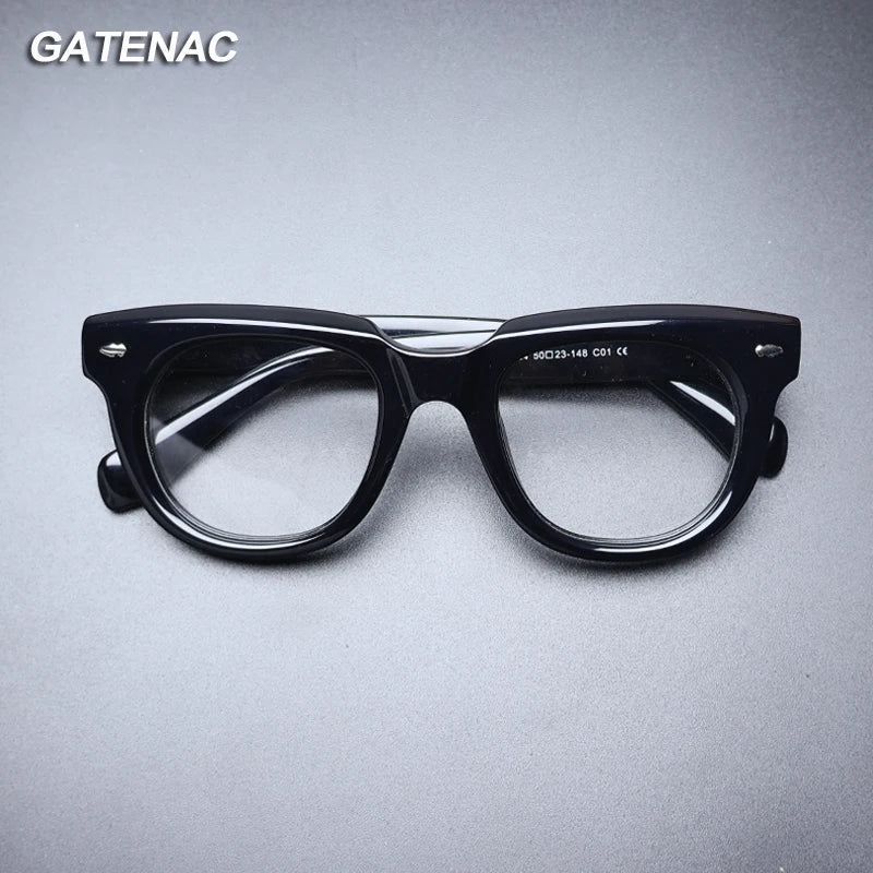 Gatenac Unisex Full Rim Square Acetate Eyeglasses Gxyj1470 Full Rim Gatenac   