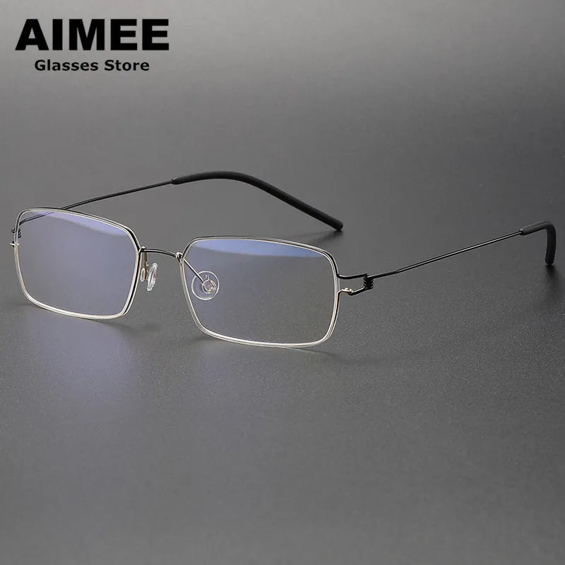 Aimee Unisex Full Rim Square Screwless Titanium Eyeglasses 20911 Full Rim Aimee Black-Golden  