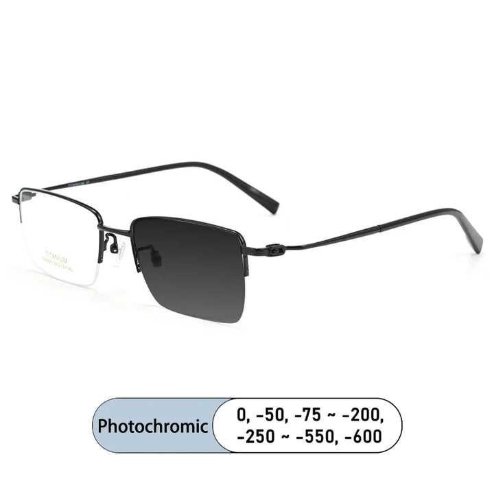 Kocolior Unisex Semi Rim Square Titanium Photochromic Reading Glasses 69908