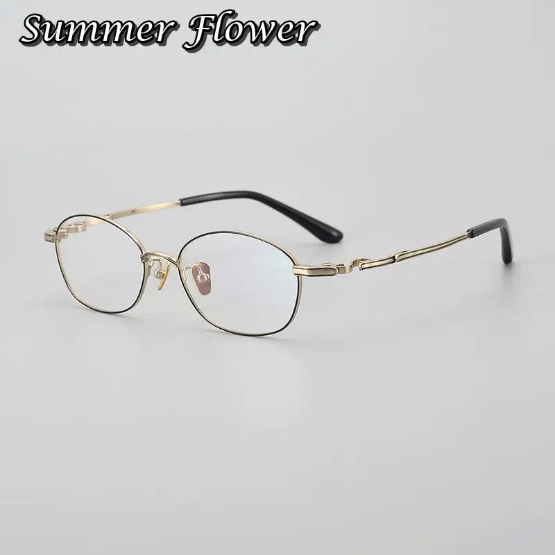 Summer Flower Unisex Full Rim Oval Round Titanium Eyeglasses 77049