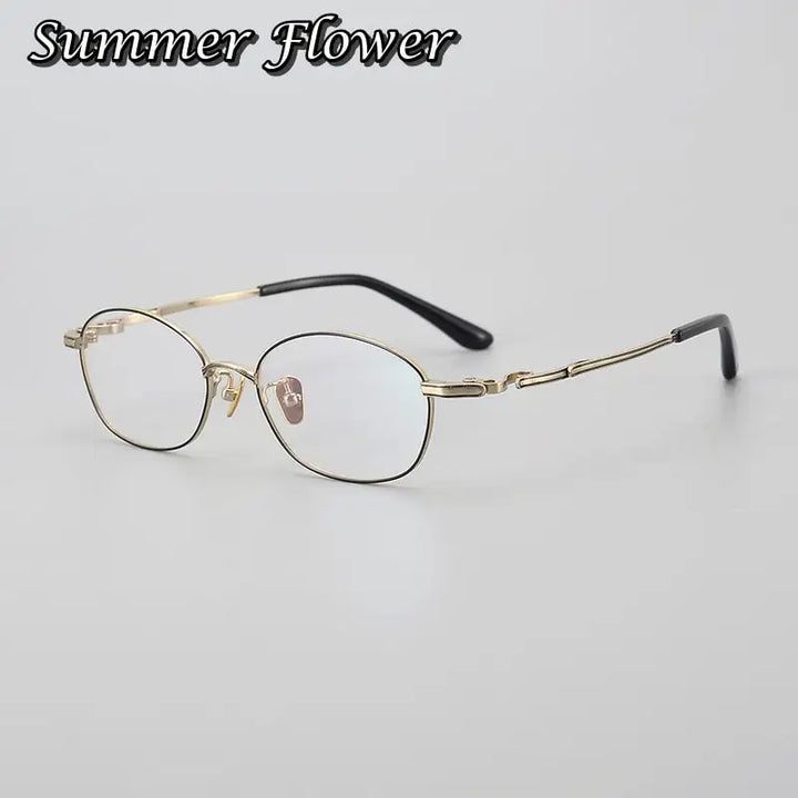 Summer Flower Unisex Full Rim Oval Round Titanium Eyeglasses 77049