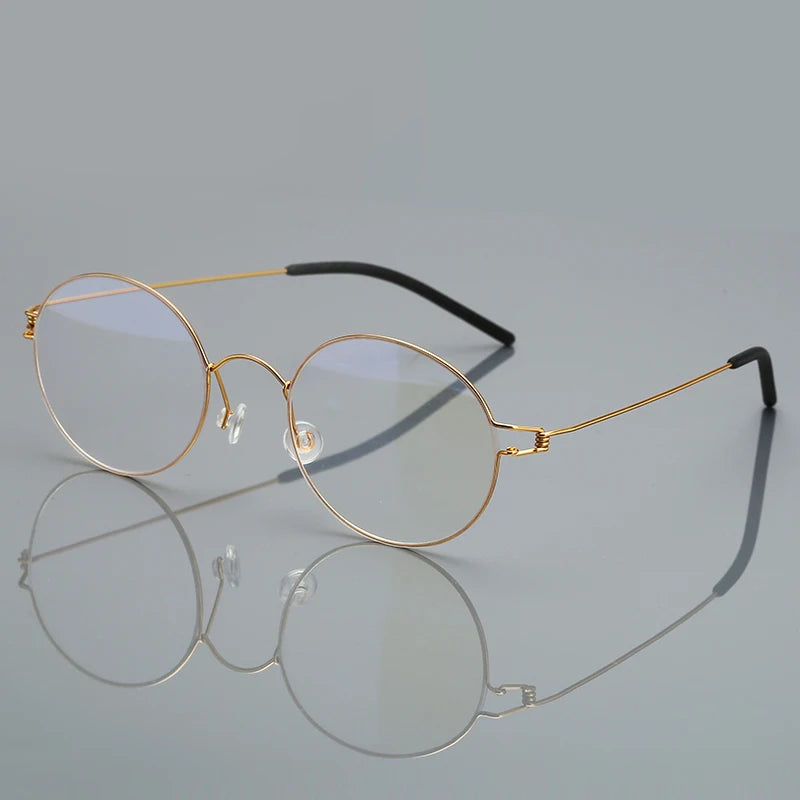 Black Mask Women's Full Rim Round Screwless Titanium Eyeglasses 76602