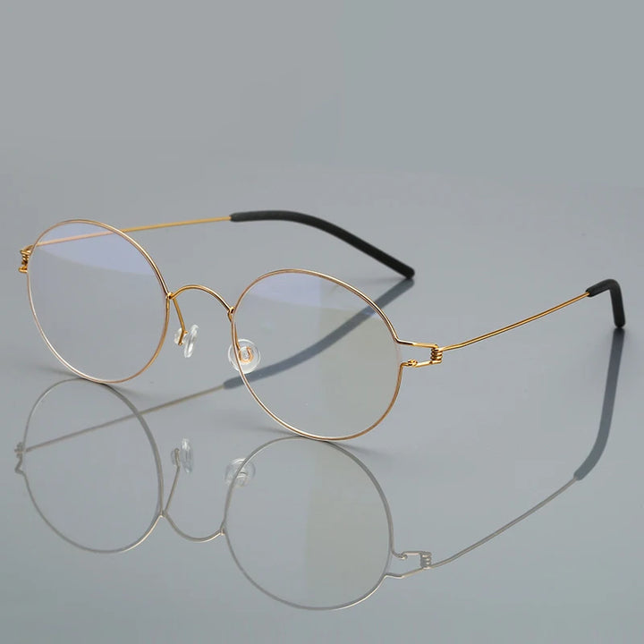 Black Mask Women's Full Rim Round Screwless Titanium Eyeglasses 76602