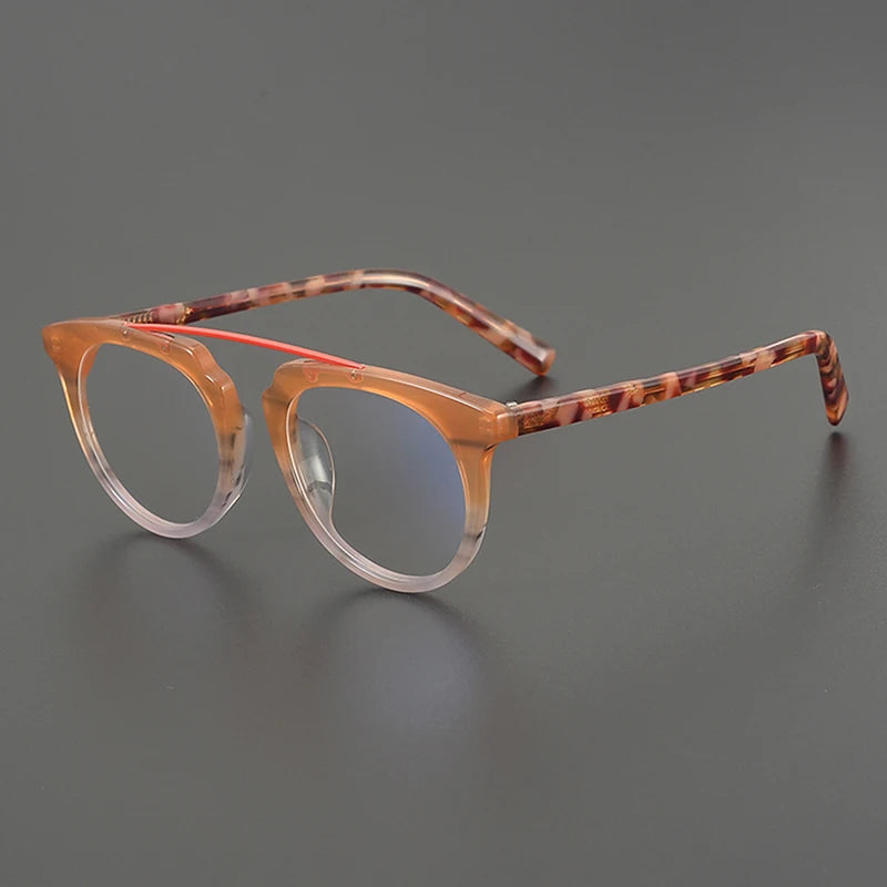 Nobler Unisex Full Rim Flat Top Oval Brow Line Acetate Eyeglasses 48290