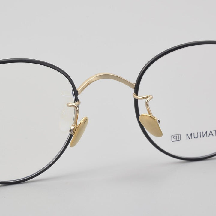 Muzz Unisex Full Rim Irregular Round Titanium Eyeglasses W219 Full Rim Muzz   