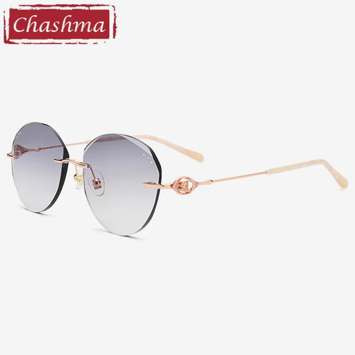 Chashma Women's Rimless Oval Round Titanium Diamond Cut Eyeglasses 81702
