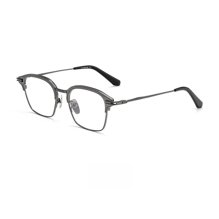 Yimaruili Men's Full Rim Square Titanium Eyeglasses Dtx142s Full Rim Yimaruili Eyeglasses Gray Gun  