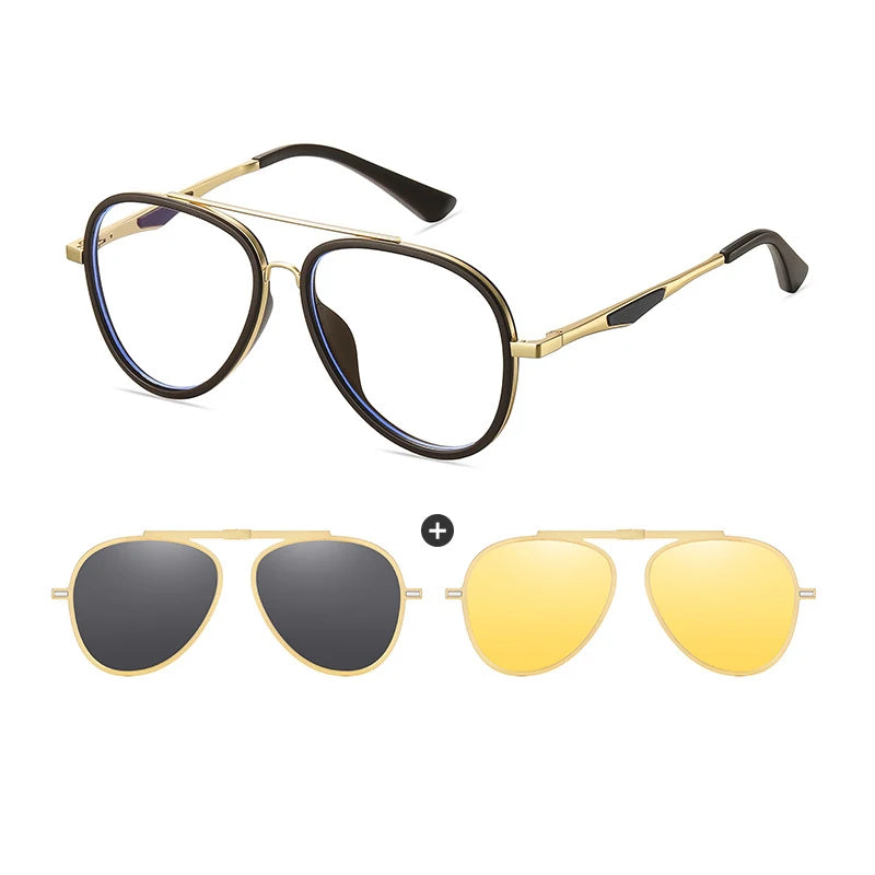 Vicky Women's Full Rim Oval Alloy Steel Eyeglasses Clip On Sunglasses 77052