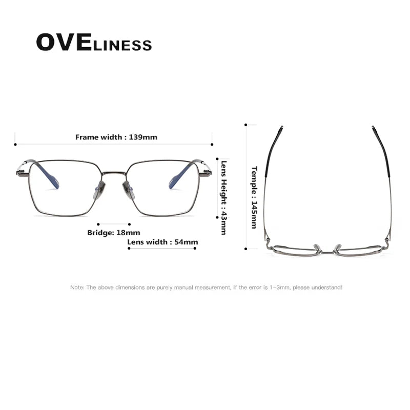 Oveliness Unisex Full Rim Square Titanium Eyeglasses 81012 Full Rim Oveliness   