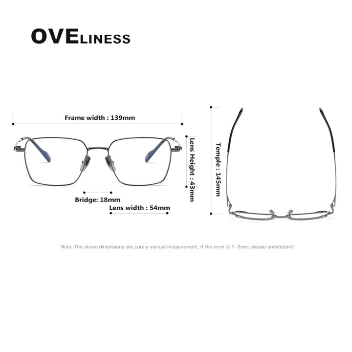 Oveliness Unisex Full Rim Square Titanium Eyeglasses 81012 Full Rim Oveliness   