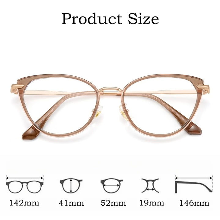 Yimaruili Women's Full Rim Cat Eye Alloy Tr 90 Eyeglasses Y1911 Full Rim Yimaruili Eyeglasses   