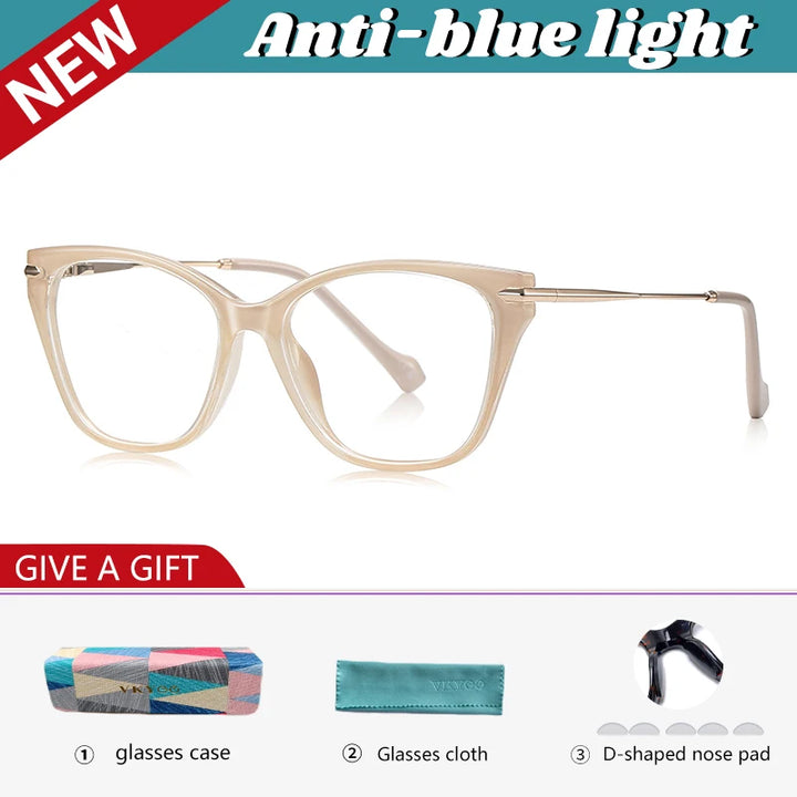 Vicky Women's Full Rim Square Cat Eye Tr 90 Alloy Reading Glasses 77240