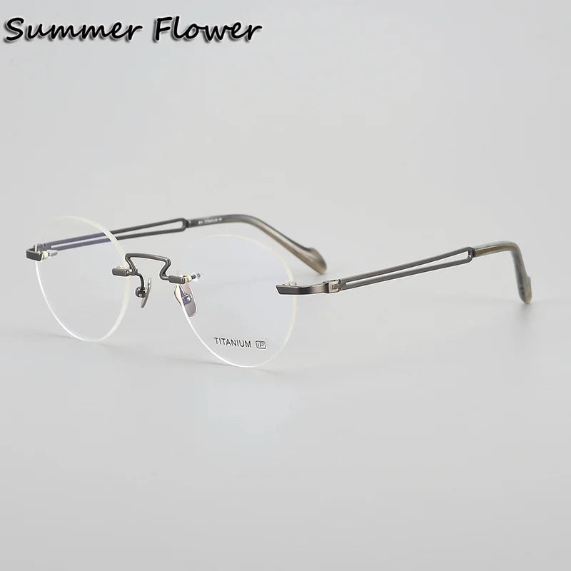 Summer Flower Women's Rimless Round Titanium Eyeglasses 619063