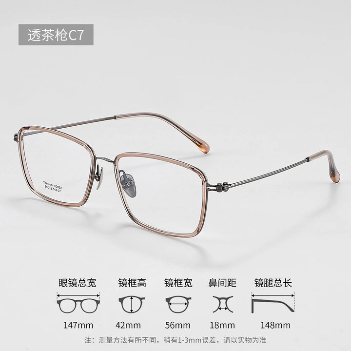 Zirosat Unisex Full Rim Polygon Square Tr 90 Titanium Eyeglasses 28021