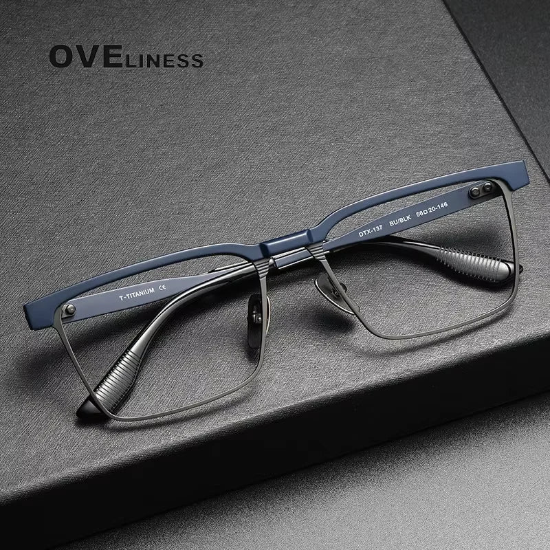 Oveliness Unisex Full Rim Square Titanium Acetate Eyeglasses 43137 Full Rim Oveliness