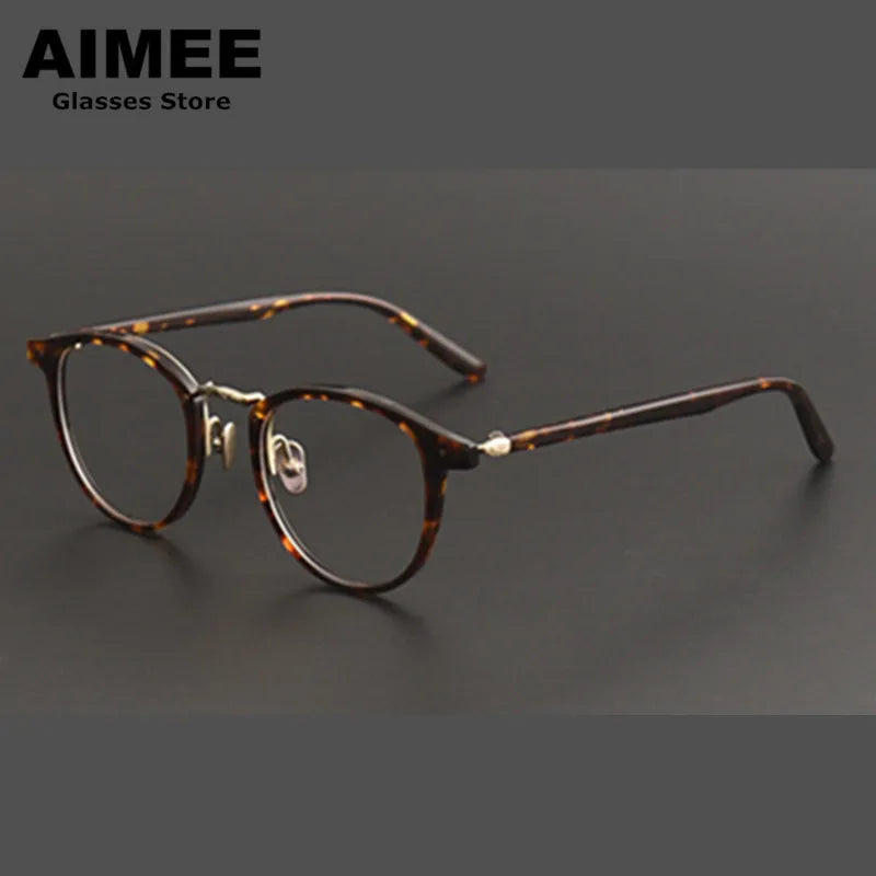 Aimee Unisex Full Rim Square Oval Acetate Titanium Eyeglasses 7885 Full Rim Aimee   