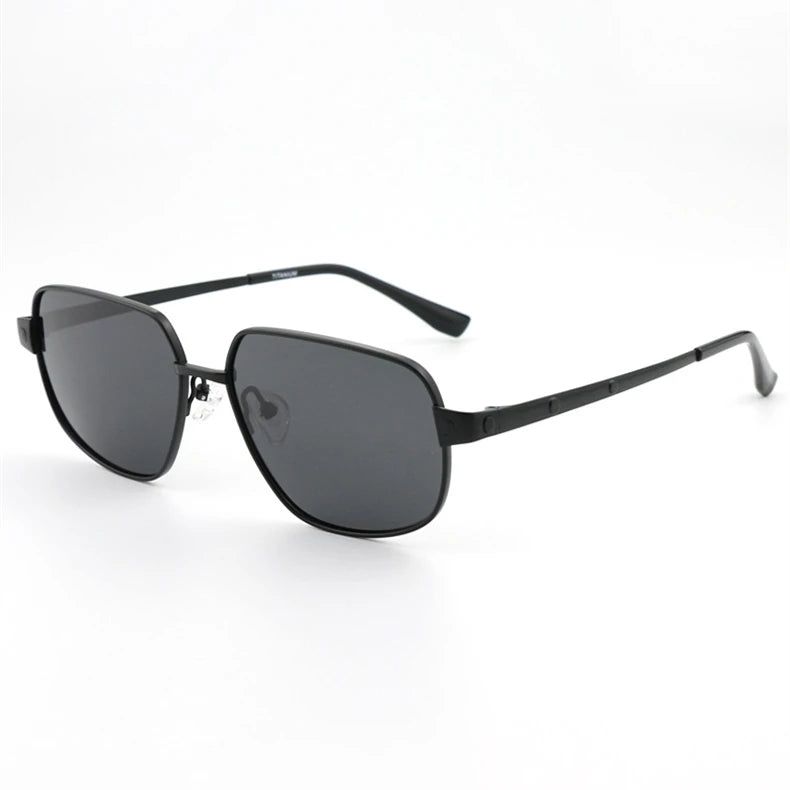 Black Mask Men Full Rim Square Titanium Polarized Sunglasses BM-1110S