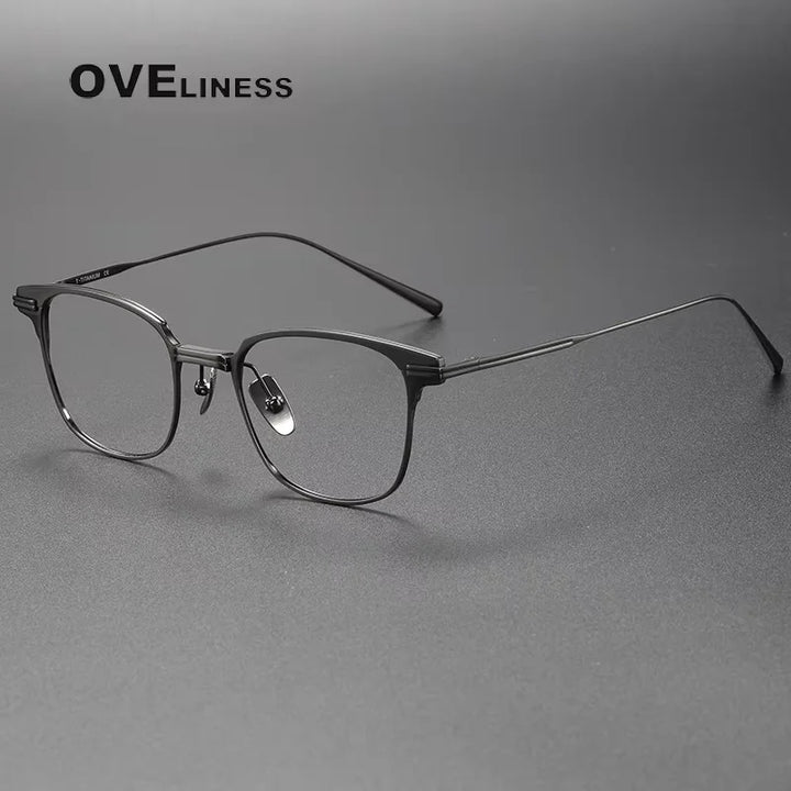 Oveliness Unisex Full Rim Square Titanium Acetate Eyeglasses 14521 Full Rim Oveliness gun  