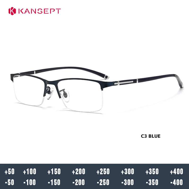 Kansept Unisex Full Rim Square Al-Mg-Titanium Reading Glasses 619211