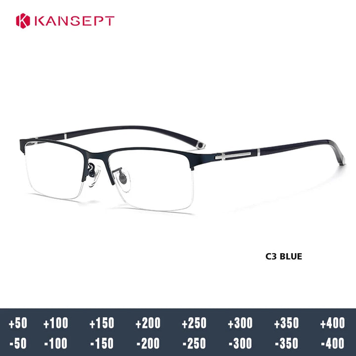Kansept Unisex Full Rim Square Al-Mg-Titanium Reading Glasses 619211