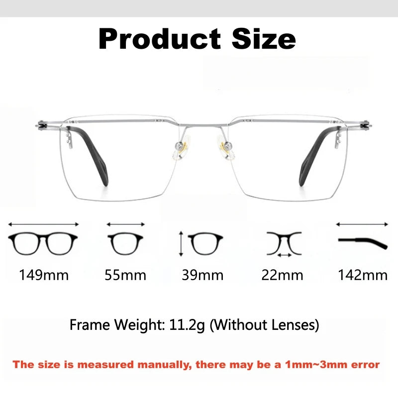 Yimaruili Men's Rimless Square Pure Titanium Eyeglasses G6089A — view 2 | Yimaruili at FuzWeb