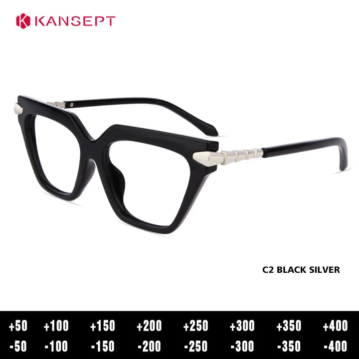 Kansept Women's Full Rim Brow Line Cat Eye Tr 90 Alloy Reading Glasses 243244