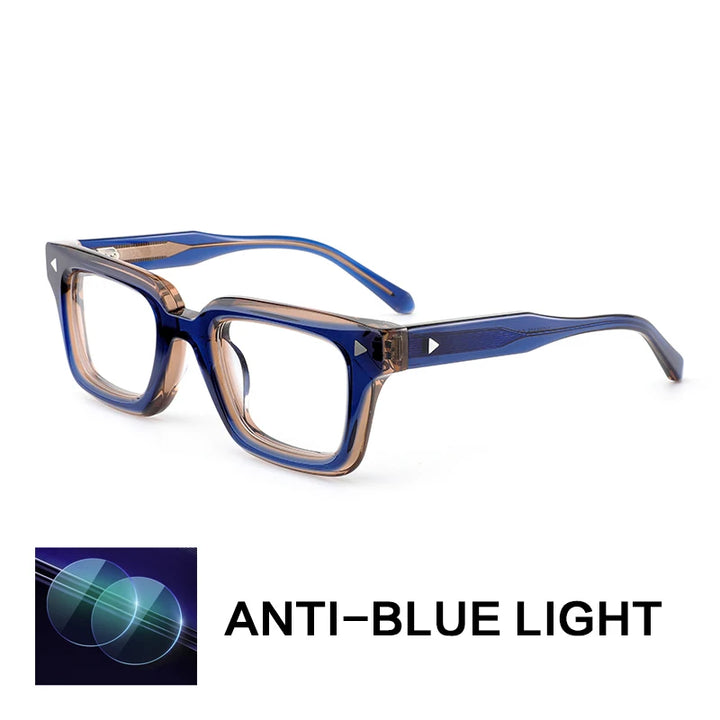 Gatenac Unisex Full Rim Square Brow Line Acetate Reading Glasses 66308