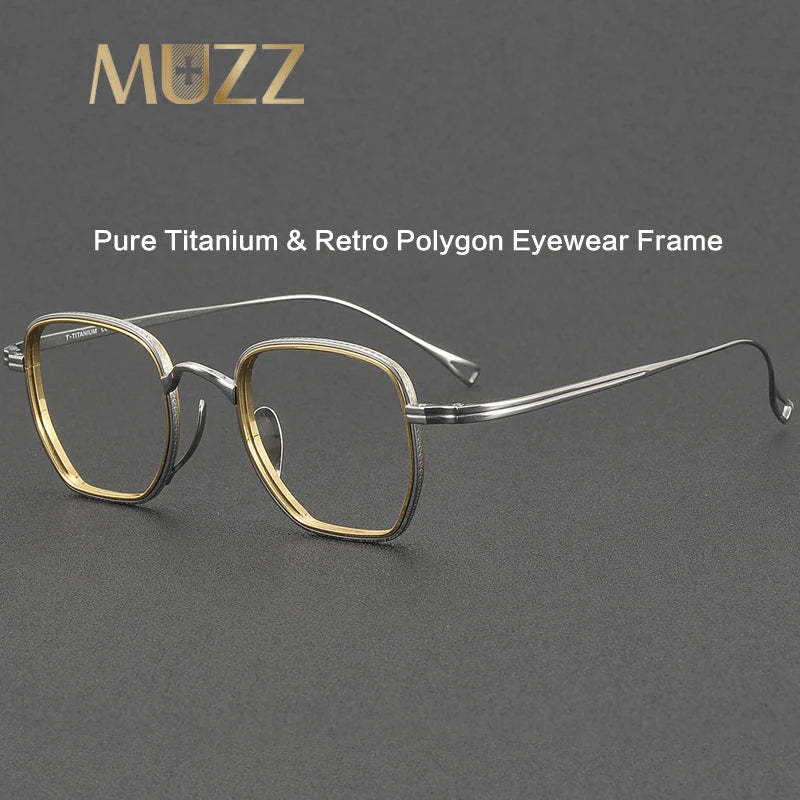 Muzz Unisex Full Rim Oval Polygon Titanium Eyeglasses 81233