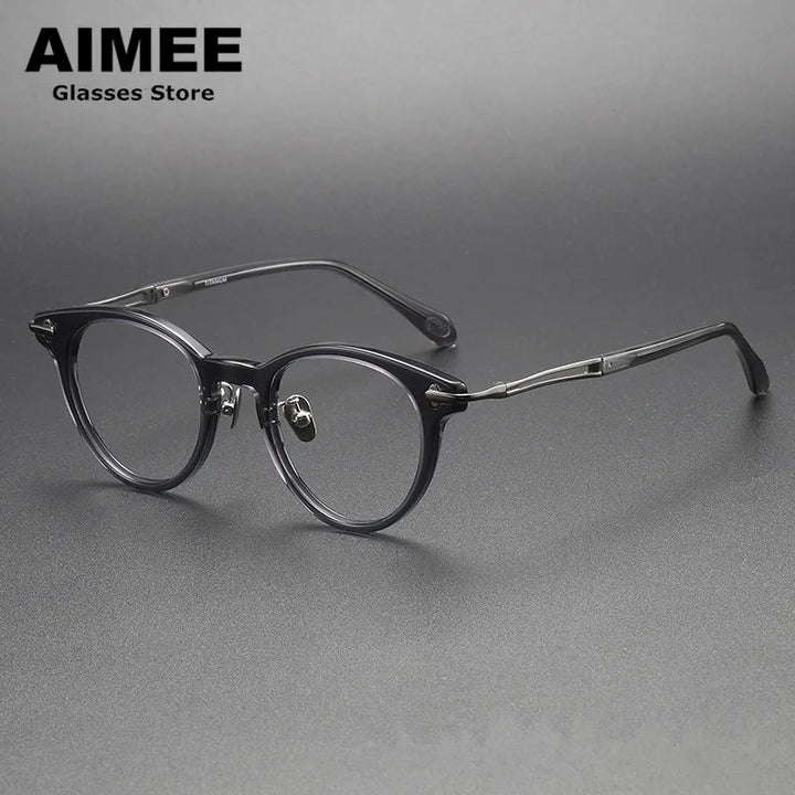 Aimee Unisex Full Rim Round Titanium Acetate Eyeglasses 1721 Full Rim Aimee Grey  