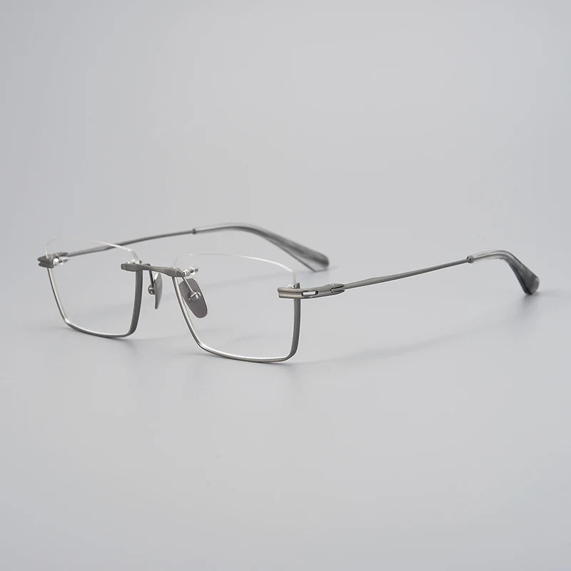 Muzz Unisex Semi Rim Square Titanium Eyeglasses 942416 Semi Rim Muzz GRAY