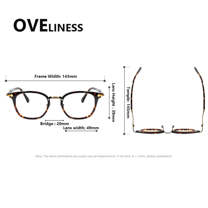 Oveliness Unisex Full Rim Oval Square Titanium Acetate Eyeglasses 369143