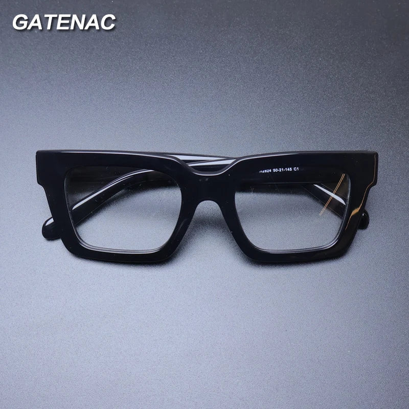Gatenac Unisex Full Rim Square Acetate Eyeglasses Gxyj-1181 Full Rim Gatenac   