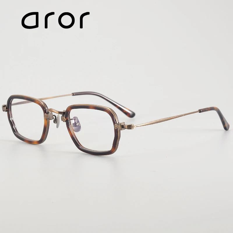 Aror Unisex Full Rim Polygon Square Acetate Titanium Eyeglasses 195198