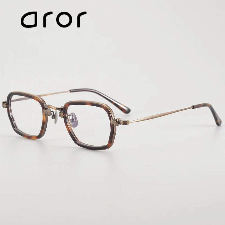 Aror Unisex Full Rim Polygon Square Acetate Titanium Eyeglasses 195198