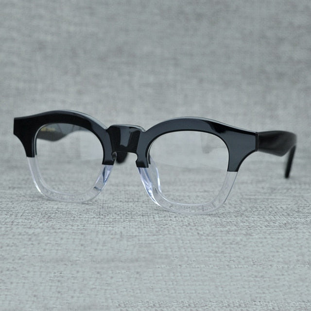 Cubojue Unisex Full Rim Square Acetate Presbyopic Reading Glasses 5024145v Reading Glasses Cubojue no function lens 0 black clear 