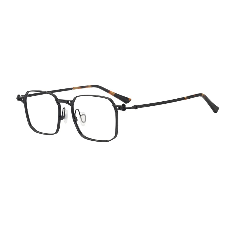 Black Mask Unisex Full Rim Big Square Titanium Eyeglasses 45892 Full Rim Black Mask Black